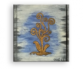 Lebensbaum - Mischtechink mit Goldauflage von Charly Walter Künstler